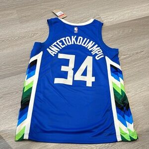 Giannis Antetokounmpo Nike Jersey NBA Milwaukee Bucks Blue Size 48 L NWT New